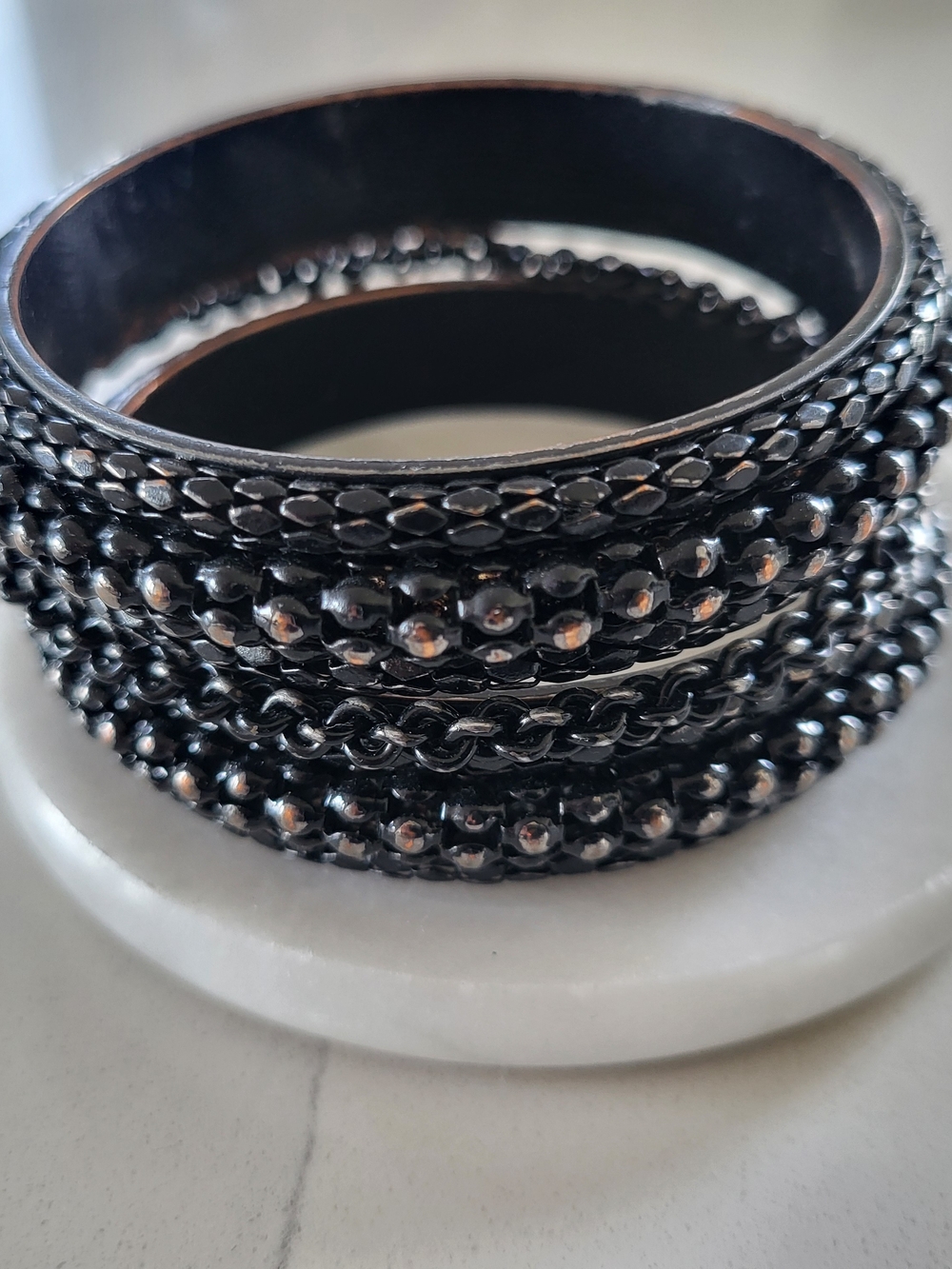 3/$30 Black Textured Bangle Bracelets - Women